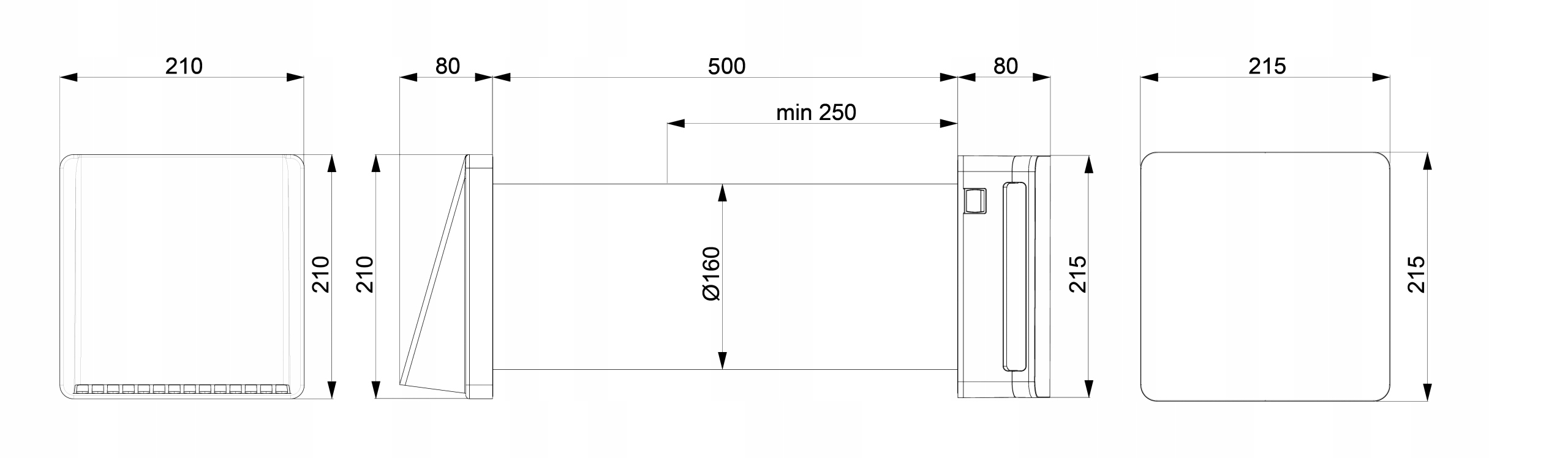 Rekuperator ścienny REQU 160 60 m3/h cichy + Pilot Klasa efektywności energetycznej B