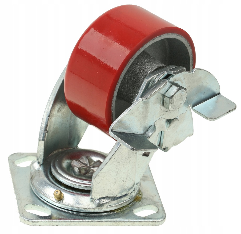 Kółko skrętne obrotowe z hamulcem 100 mm żeliwne 230 kg transportowe płytka-Zdjęcie-0