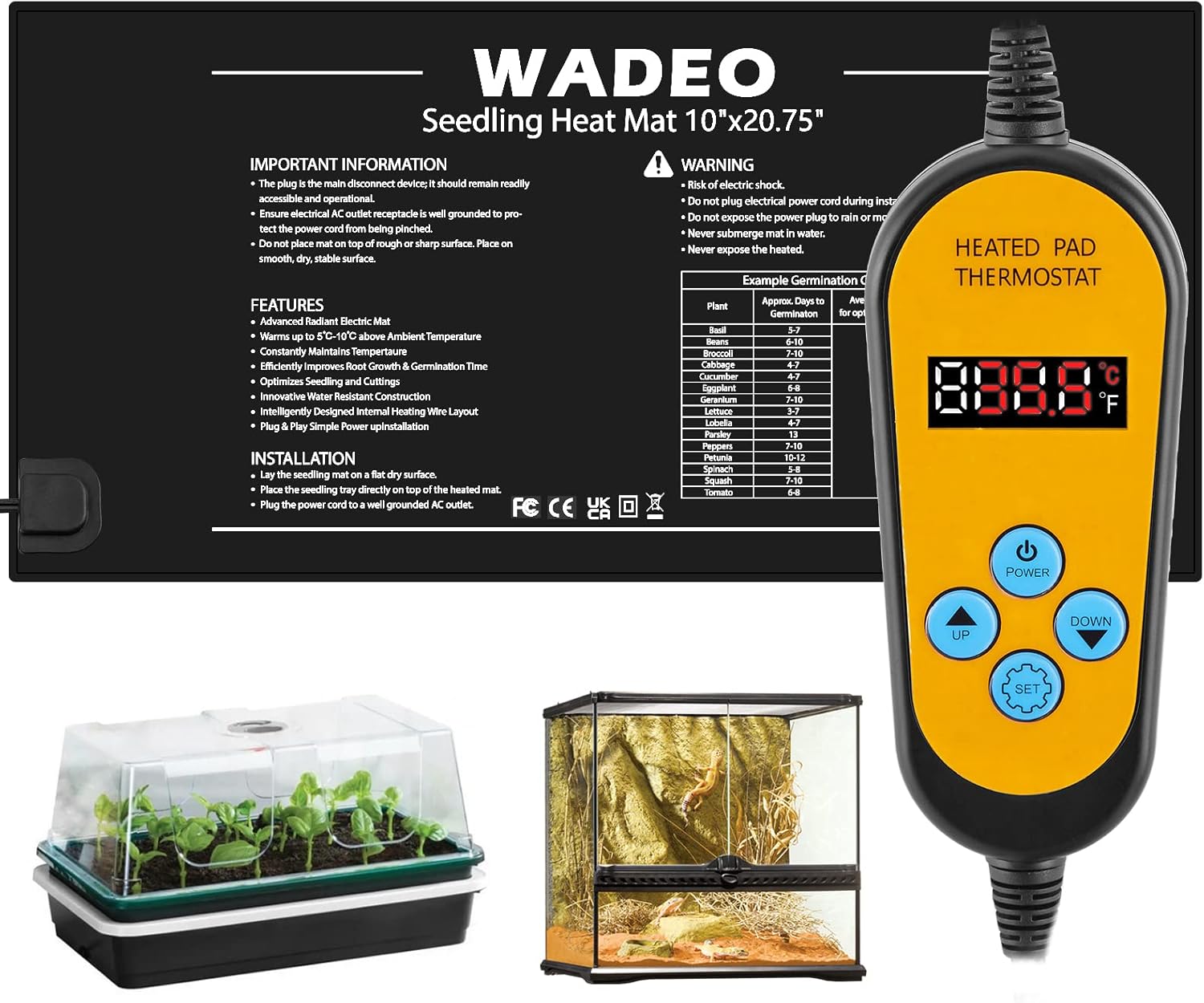 Vyhřívací Podložka Na Klíčení Rostlin 52 X 25 CM Podložka Do Terária reg6