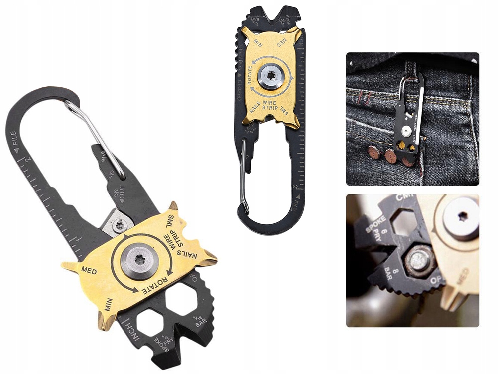 Multitool 20 w 1 Brelok Karabińczyk Materiał narzędzi stal