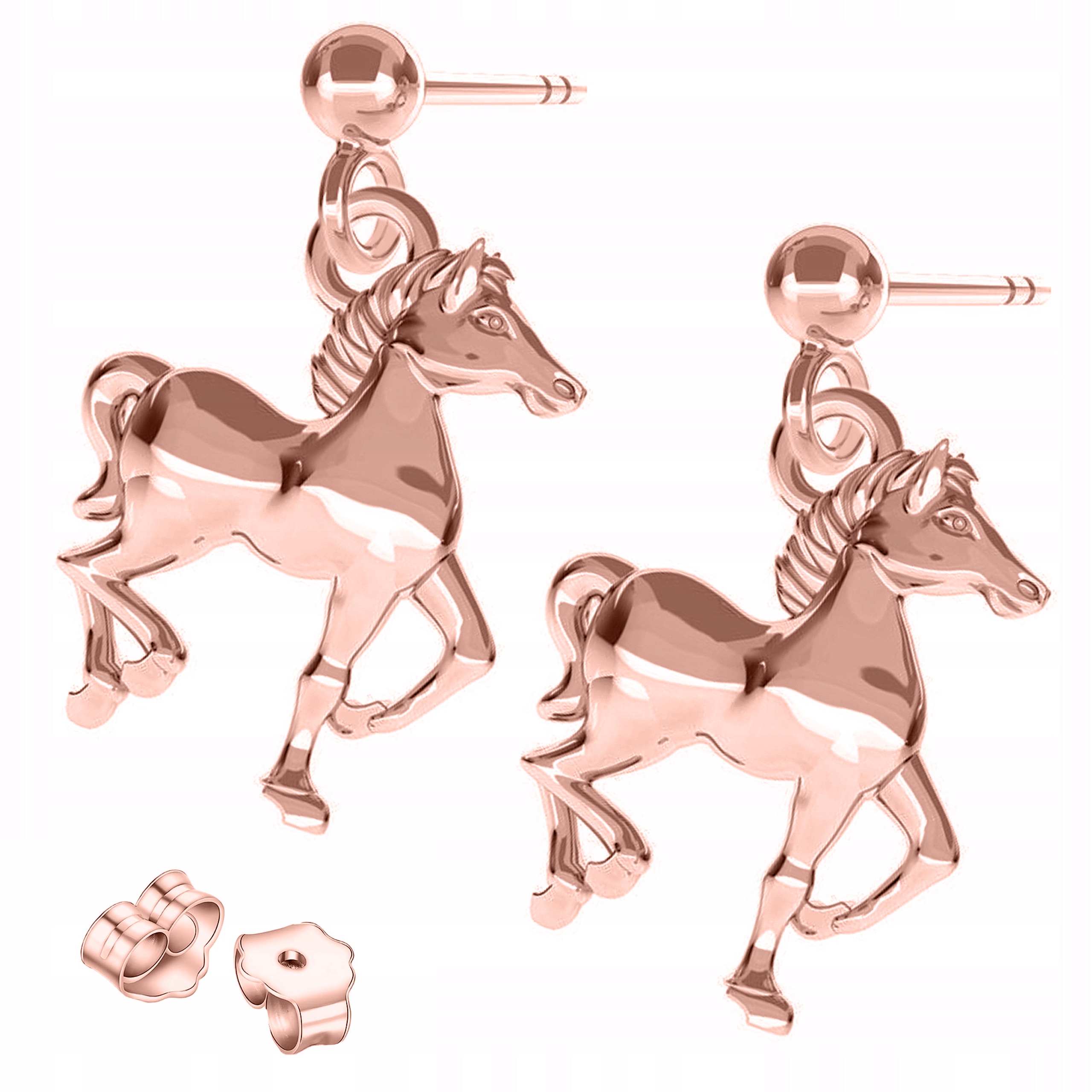 Náušnice Pozlacené s koňmi Kůň Koně Stříbro 925