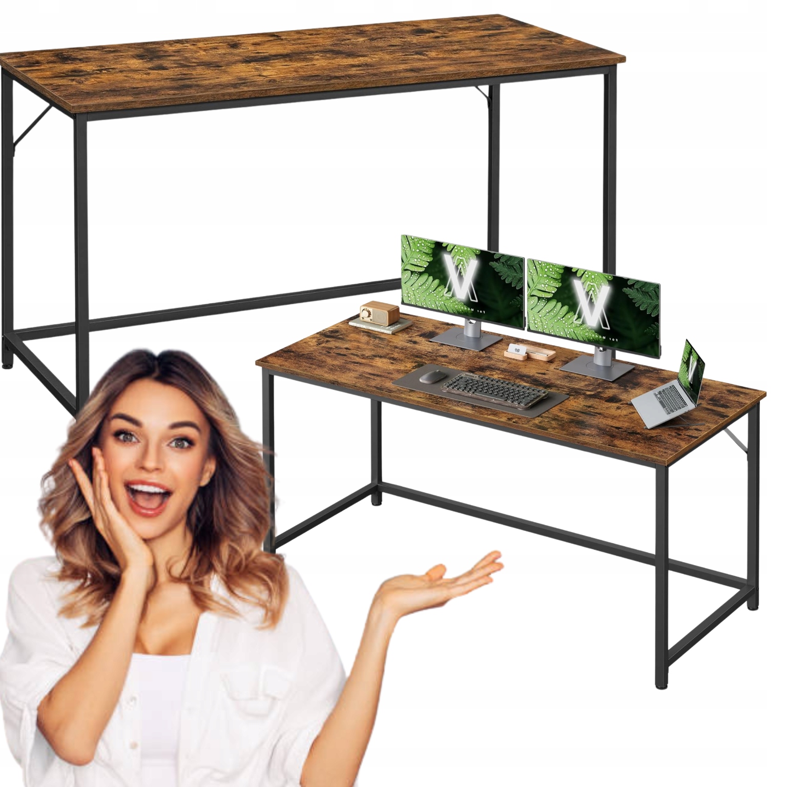 Stabilný industriálny stôl Loft Herný Stôl Veľký stolík pod počítač