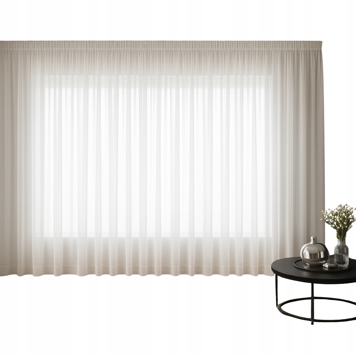 Firana Firany z Markizety z Obciążnikiem – Gotowa na Taśmie 300x250cm Biała