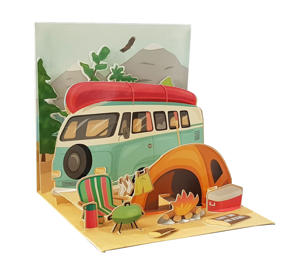 URLOP CAMPER EMERYTURA WAKACJE super kartka 3D