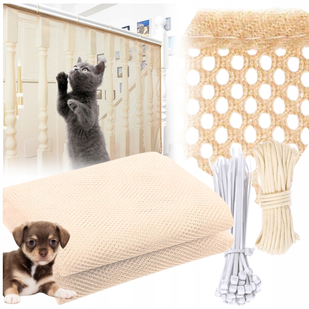 Siatka ochronna balustrady bez wiercenia schody balkon dla zwierzaków 300cm