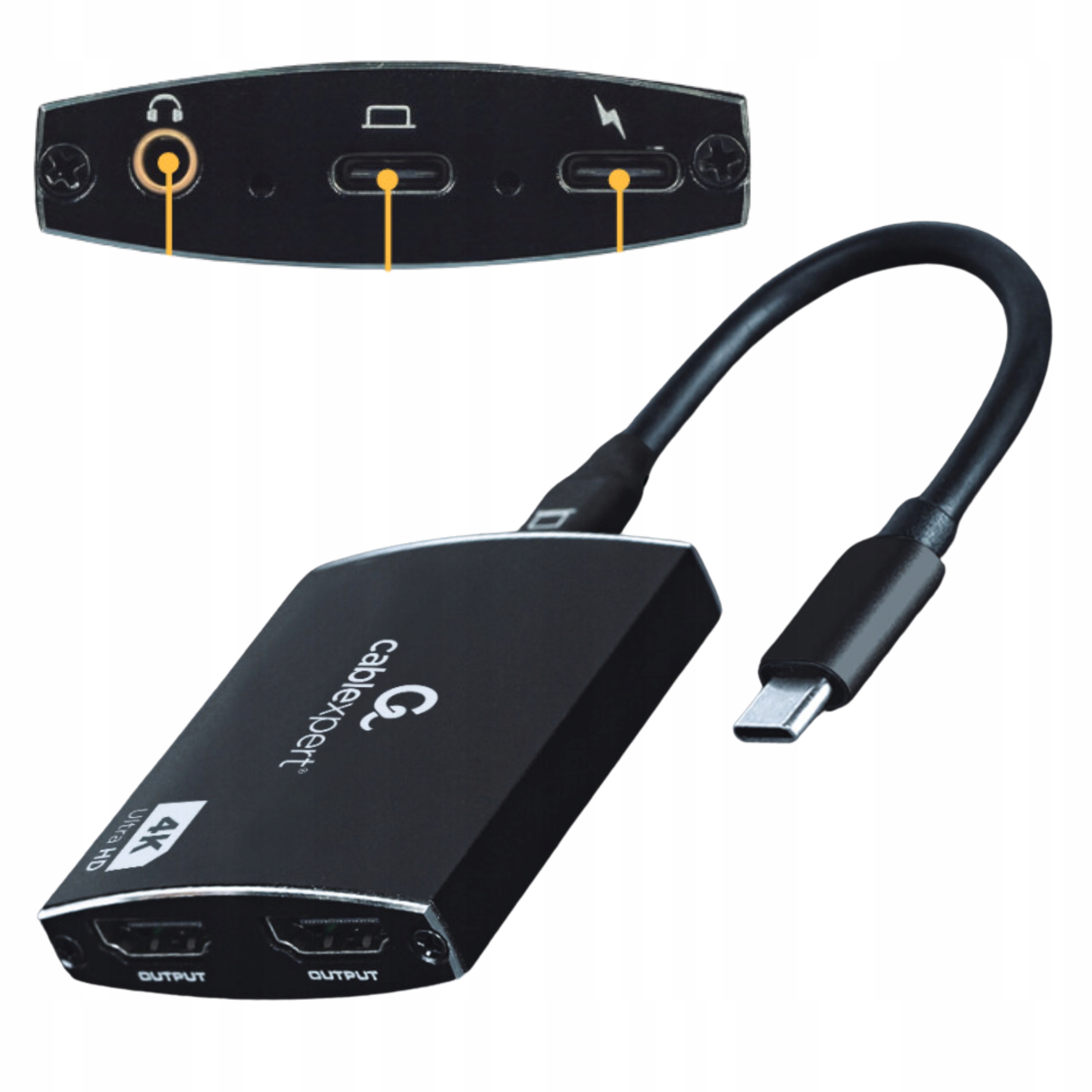 Hub Usb-c Adapter Przejściówka 2x Hdmi Usb Typ C 4K 60Hz Audio Jack