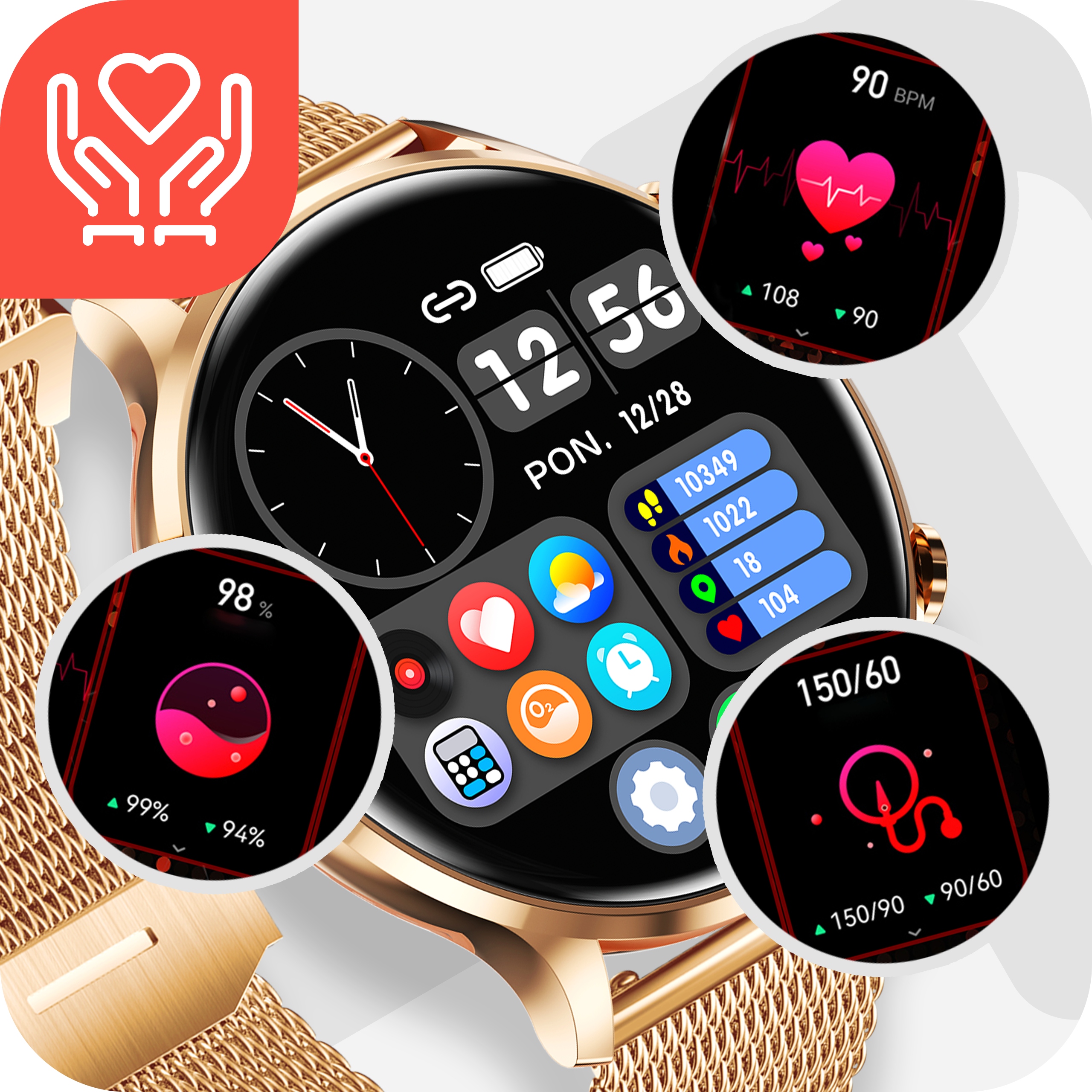 SMARTWATCH ZEGAREK DAMSKI ELEGANCKI PULS SMART WATCH ROZMOWY POLSKIE MENU Model AKTIVE 40