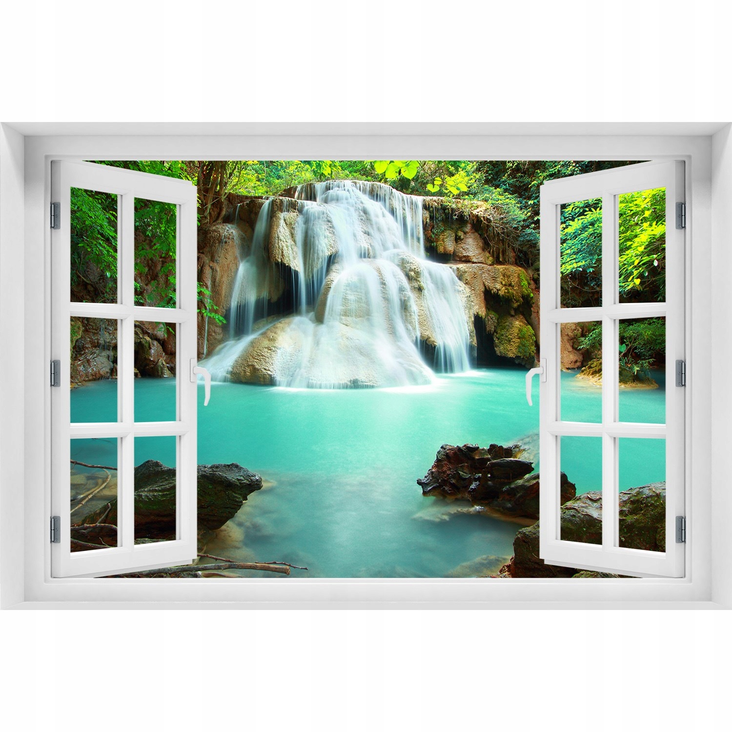 

3D Okno Naklejka na ścianę ścienna Kaskada 150x100