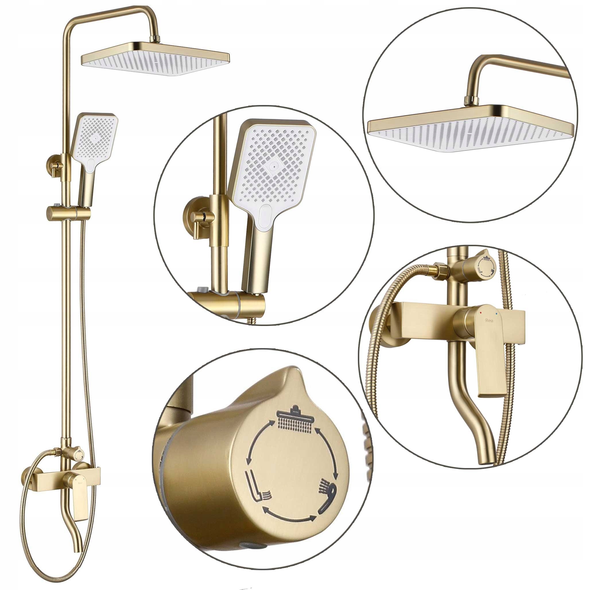 Sprchový set Zlatý Rea Hass Kartáčovaný sprchový výtok