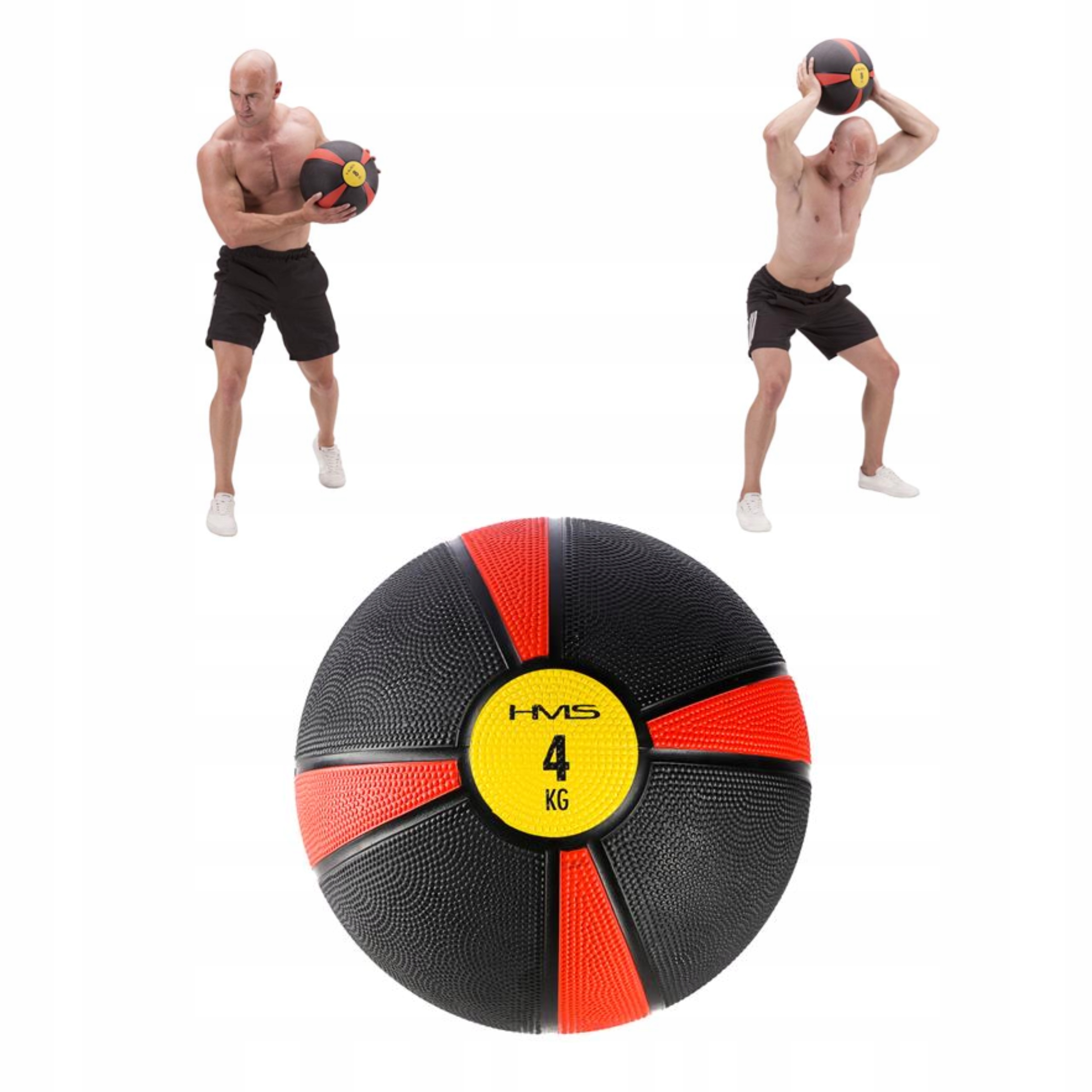 Tréninkový medicinbal pro cvičení rehabilitace černo-červený 4 kg Hms