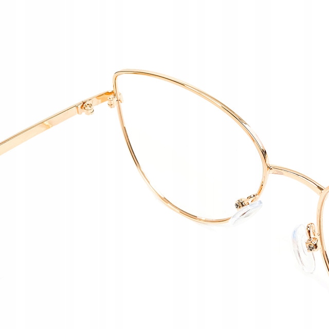 OKULARY ZERÓWKI DAMSKIE KOCIE GLAMOUR ZŁOTE RÓŻOWE Długość zausznika 135 mm