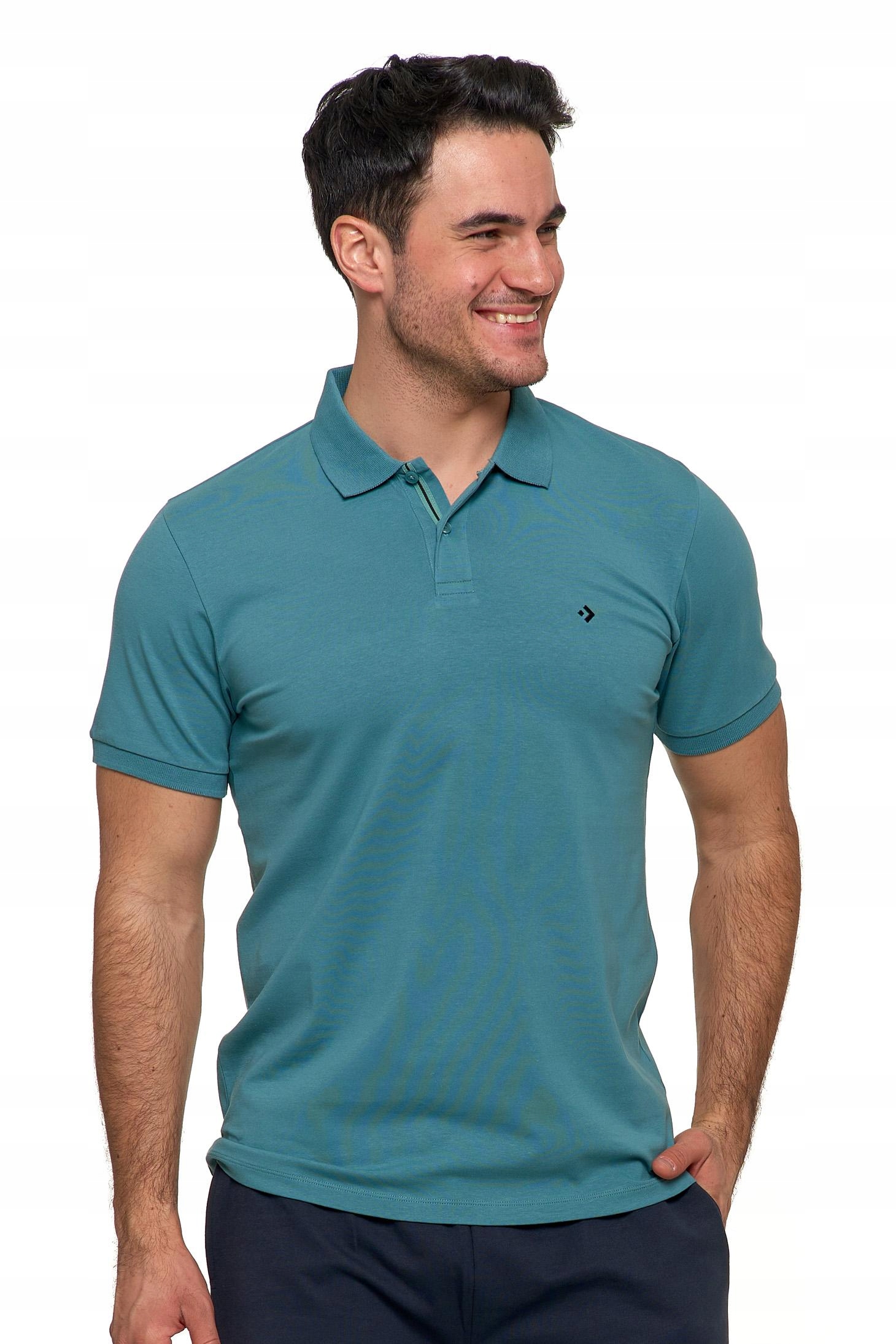 Koszulka męska MORAJ bawełniana Koszulka Polo Miętowy REGULAR FIT r. XL Kolor zielony