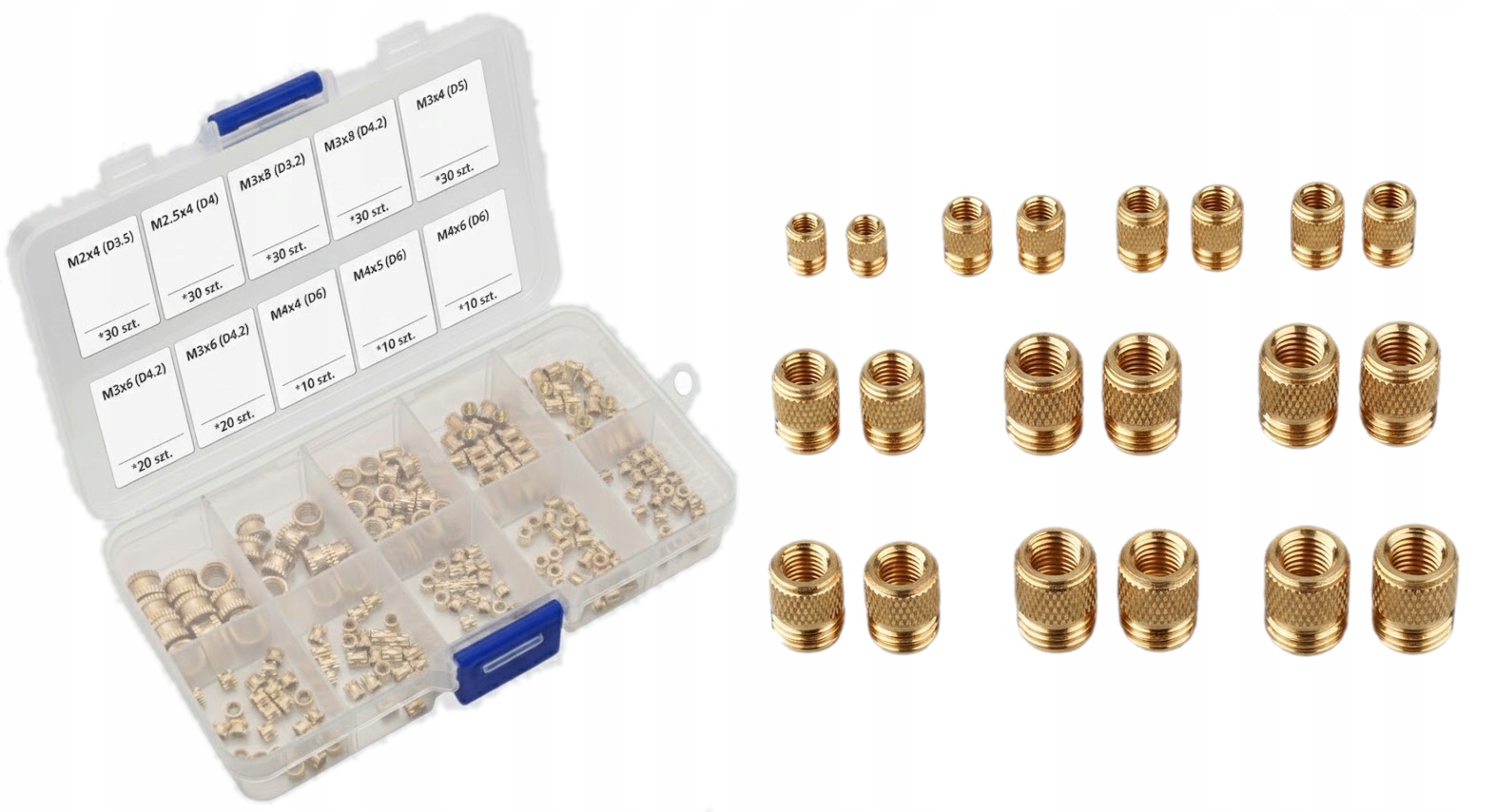 MOSIĘŻNE WKŁADKI GWINTOWANE WKŁADKA M2-M4 HEAT SET INSERT 220SZT DRUK 3D