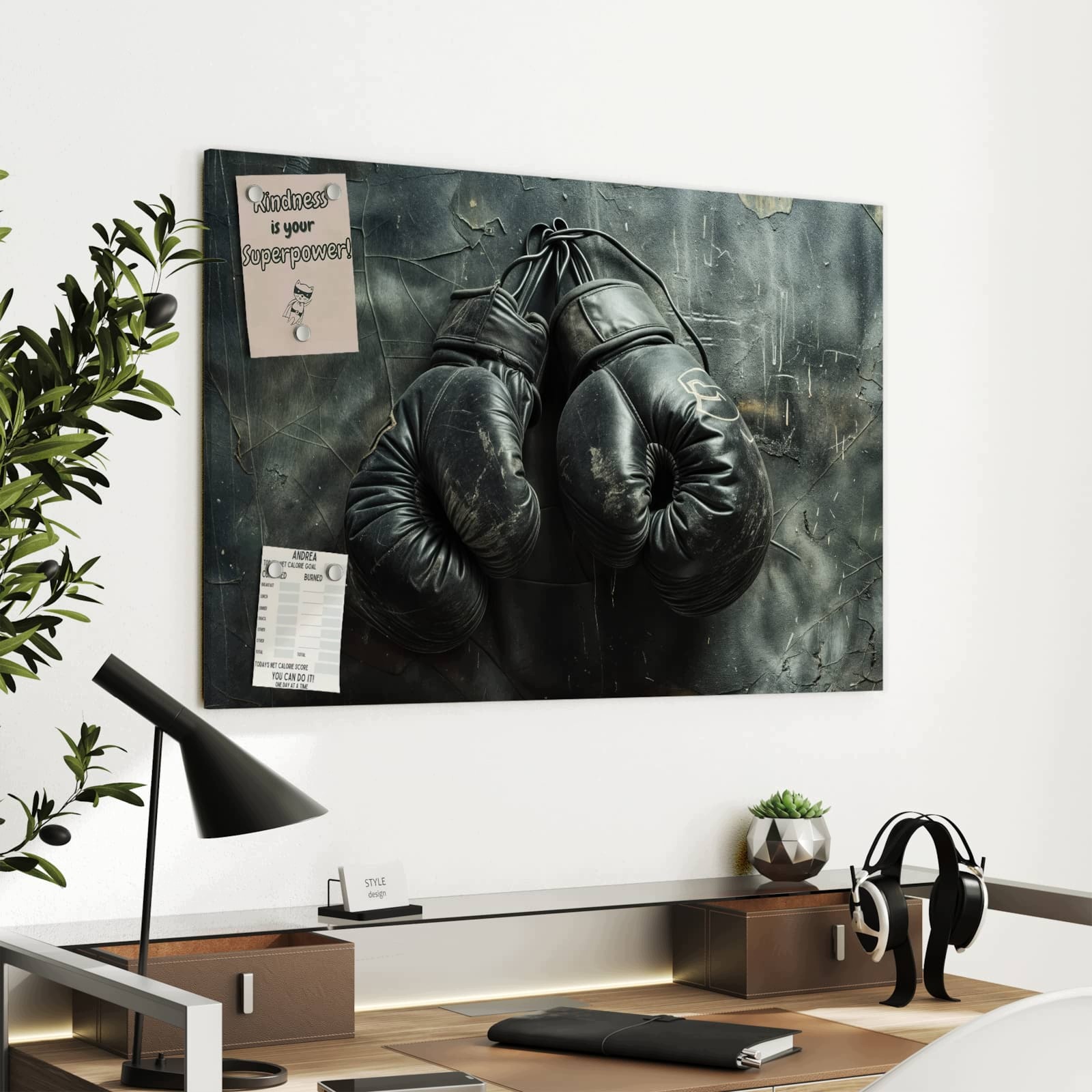 Magnetická tabule Vintage Rukavice boxerské 90 × 60 cm