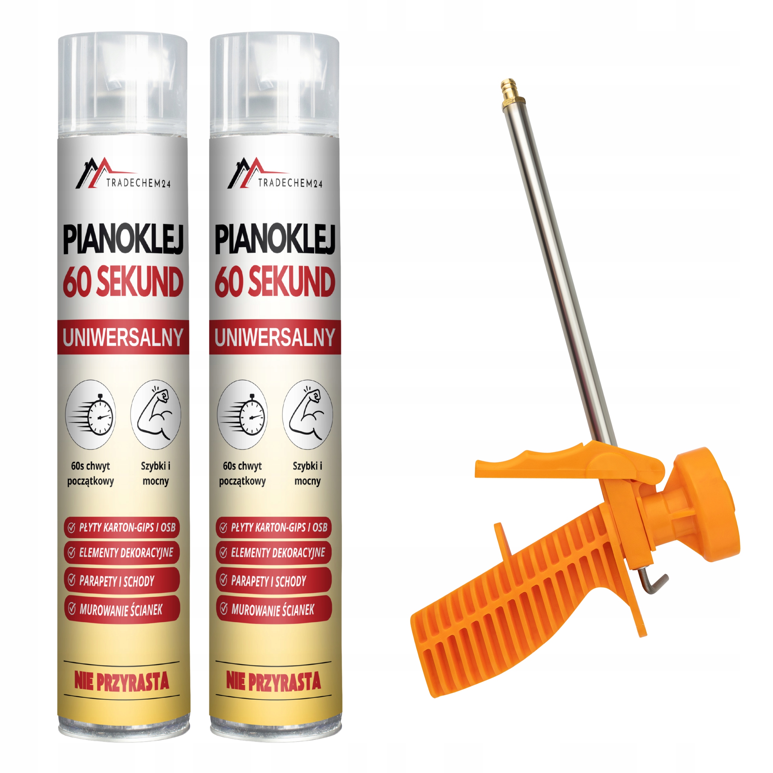 KLEJ W PIANCE 60 SEKUND SZYBKOSCHNĄCY PIANOKLEJ UNIWERSALNY + PISTOLET