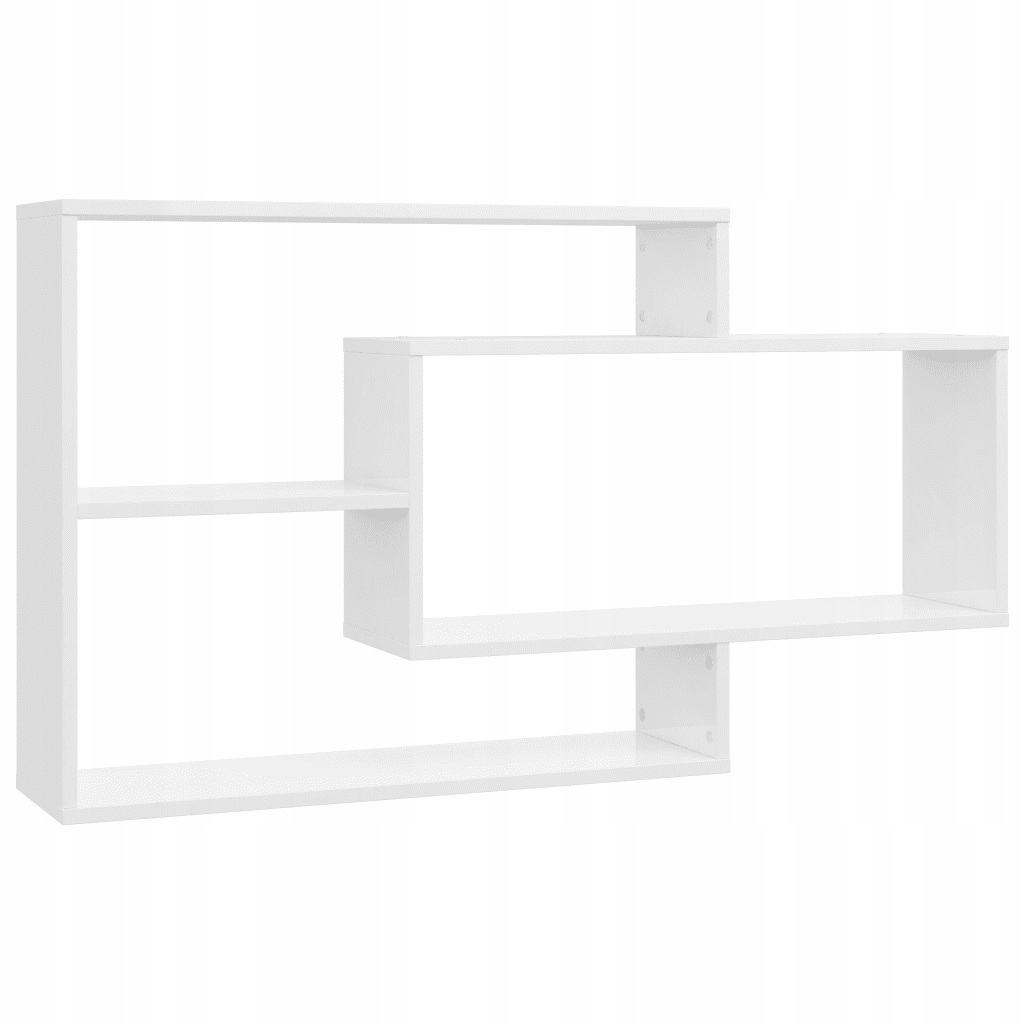 Sada polic, bílý vysoký lesk, 104 x 20 x 58,5 cm, 3 přihrádky