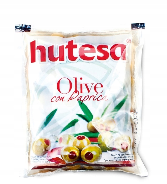 

Oliwki zielone faszerowane papryką 180g Hutesa