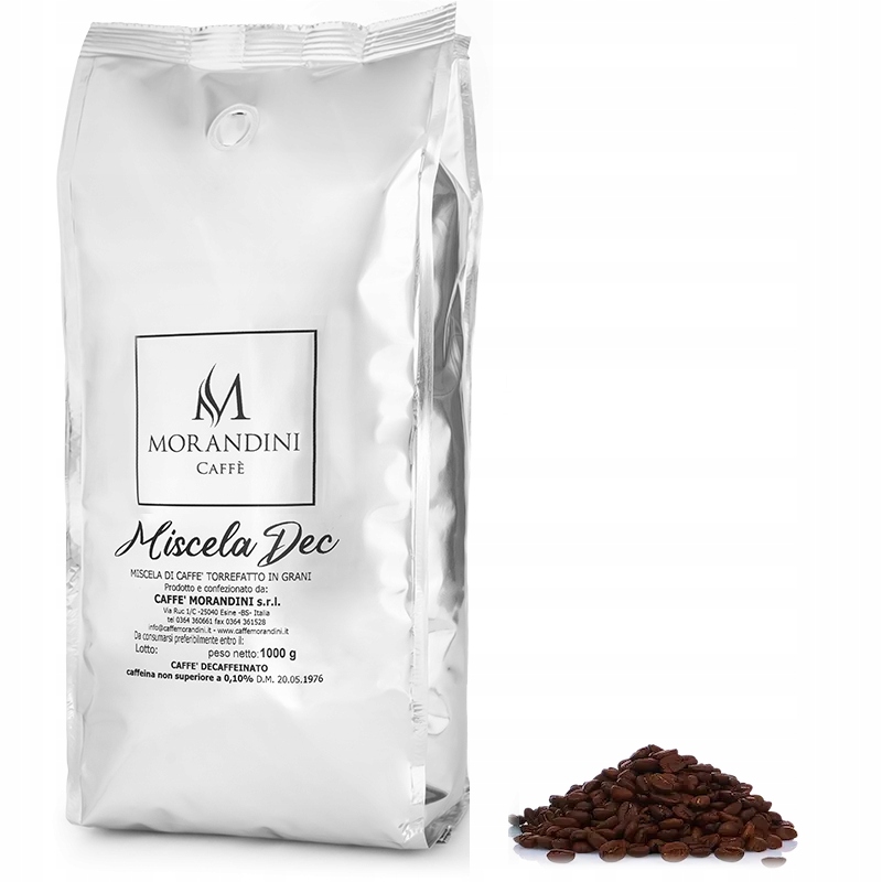 Levně Zrnková káva Caffe Morandini Dec Bezkofeinová 1000g