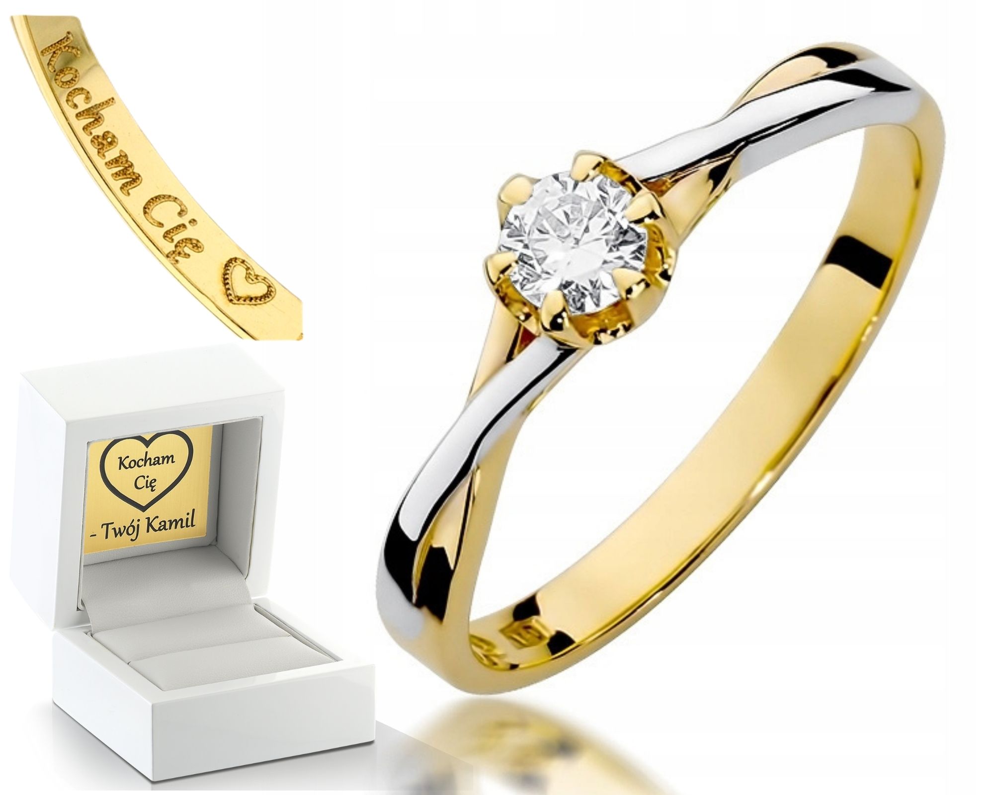 Zlatý Prstýnek S Briliantem 585 Gravírování Bonus Pro Ženu