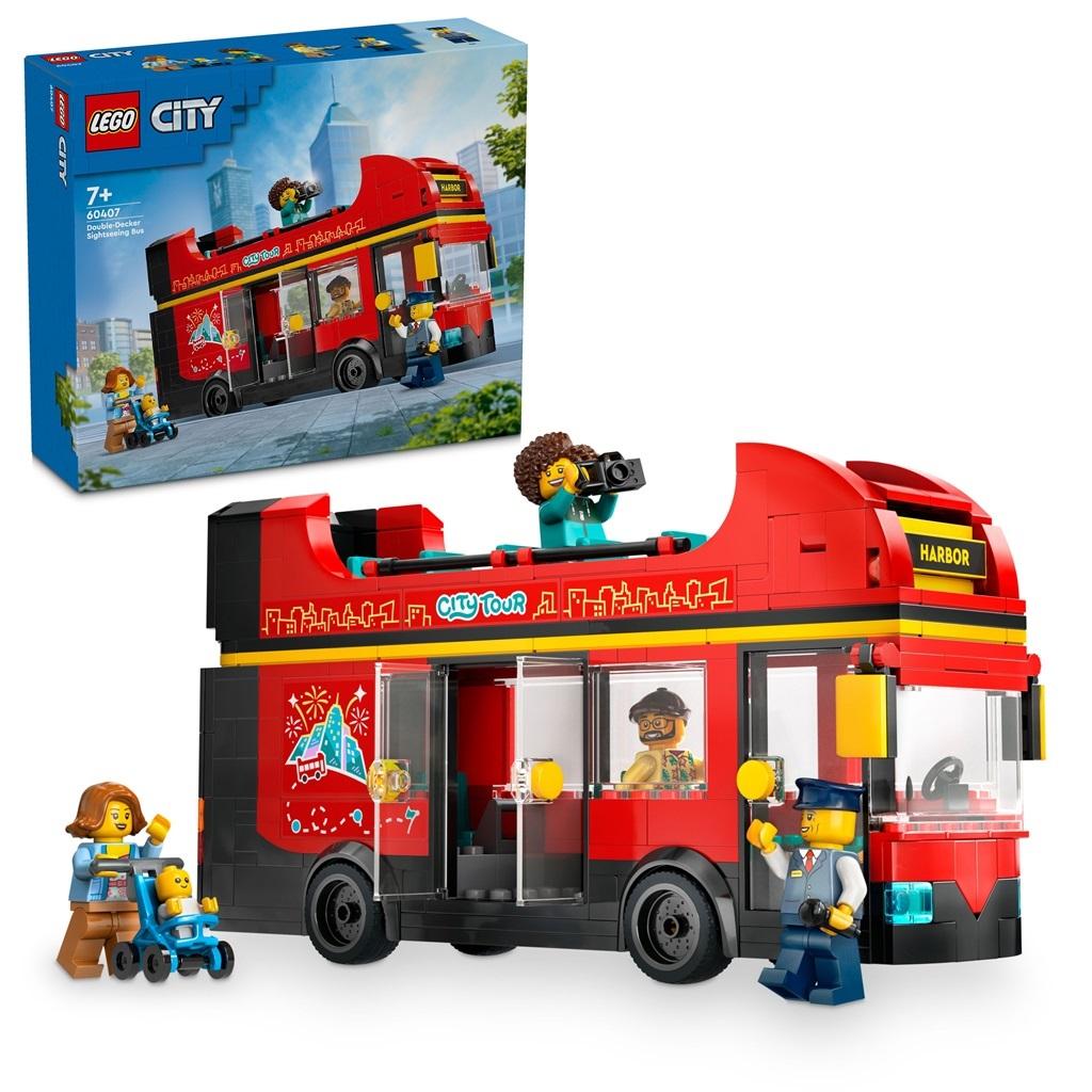 Lego(r) City Červený patrový autobus s minifigurkami, 384 dílků