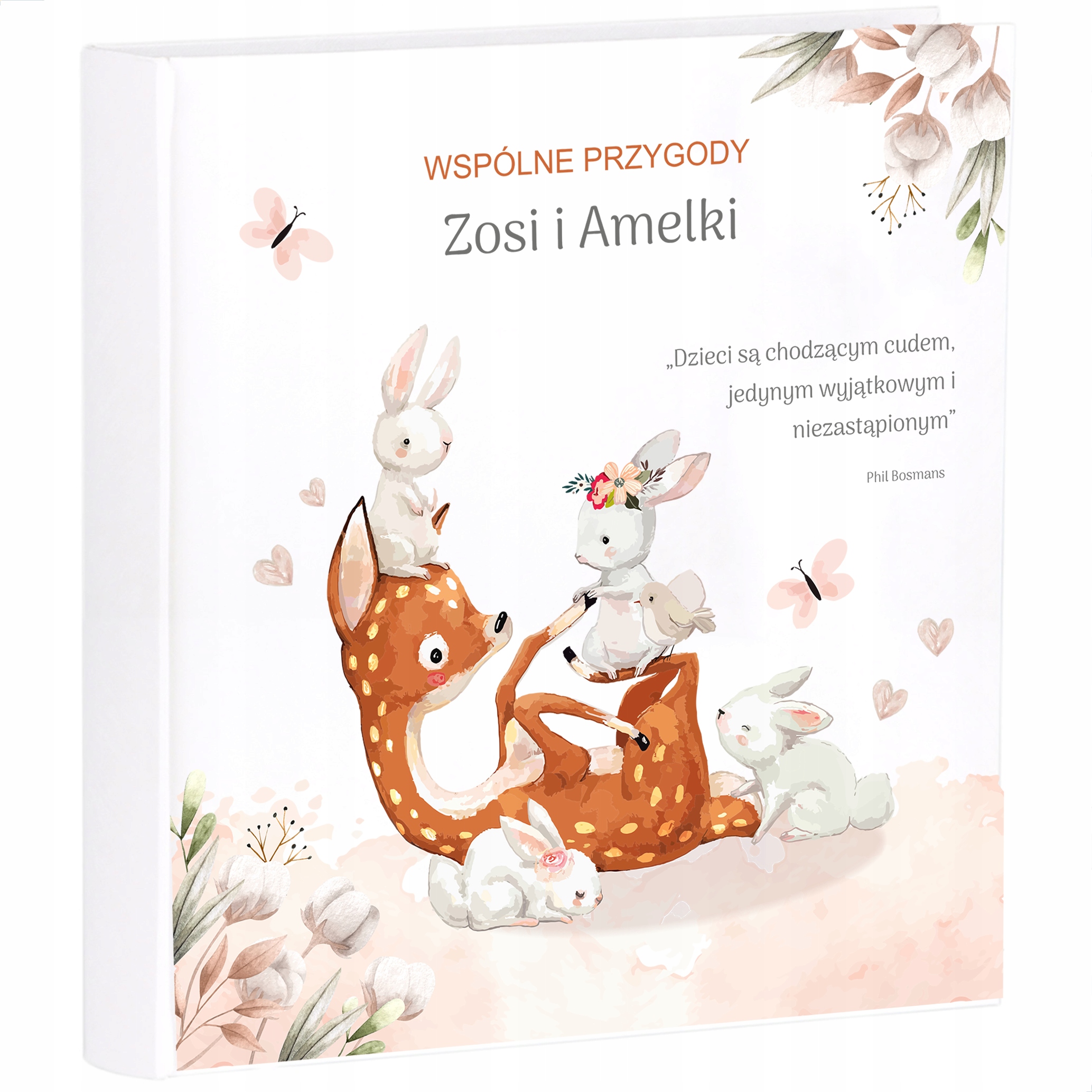 Biały Album na zdjęcia Dziecka 50 czarnych kart Nadruk Narodziny Chrzest