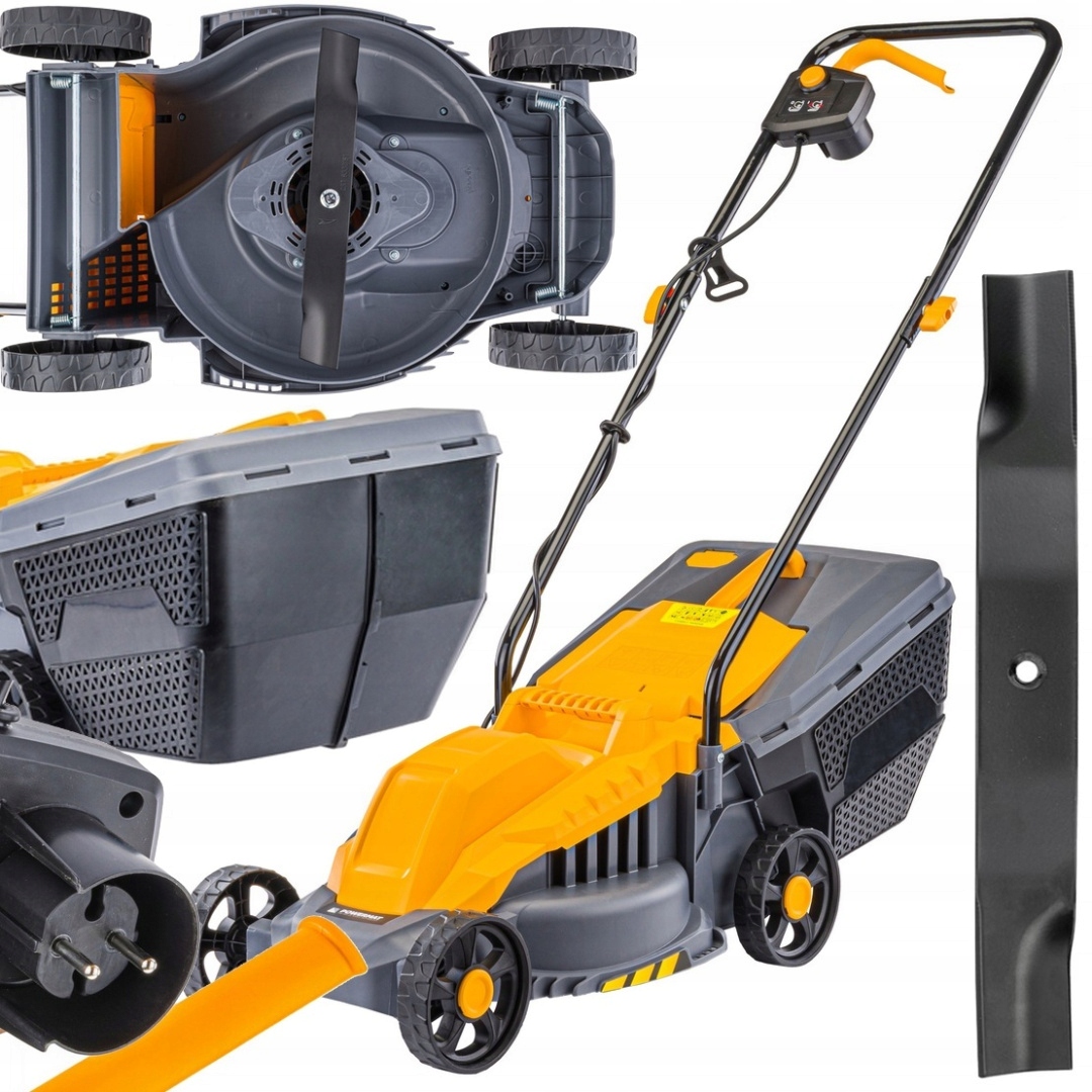 Výkonná Elektrická Sekačka 2200W Nůž 32CM Lehký Velký Koš 30L