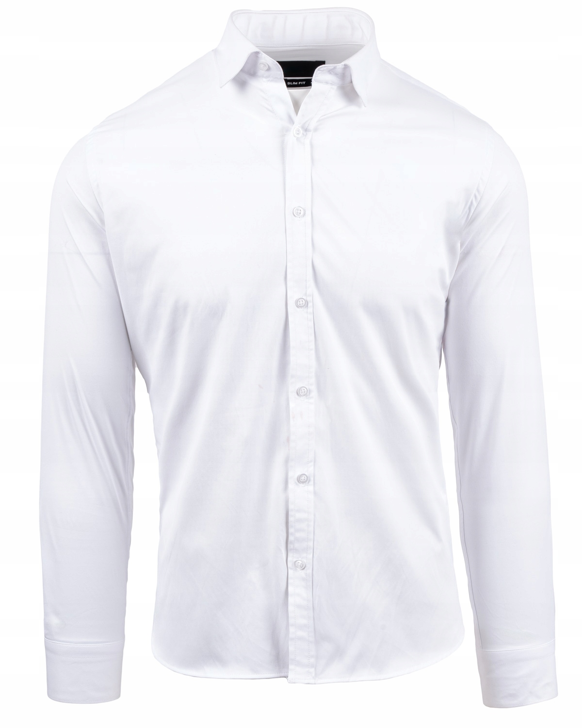 Biała Satynowa Koszula Męska z Kołnierzem L