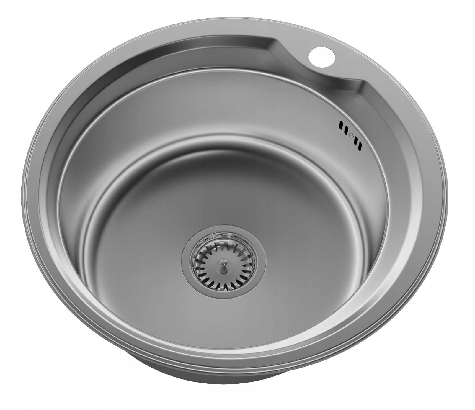 Dřez Jednokomorový Ocelový Kulatý Satén APULIA51