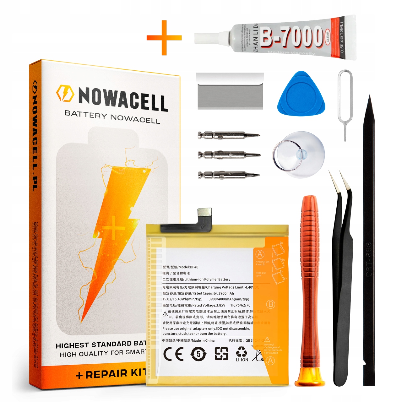 Zestaw Bateria BP40 Klej B7000 do Xiaomi Redmi K20 Pro Mi 9T Pro 4000 mAh