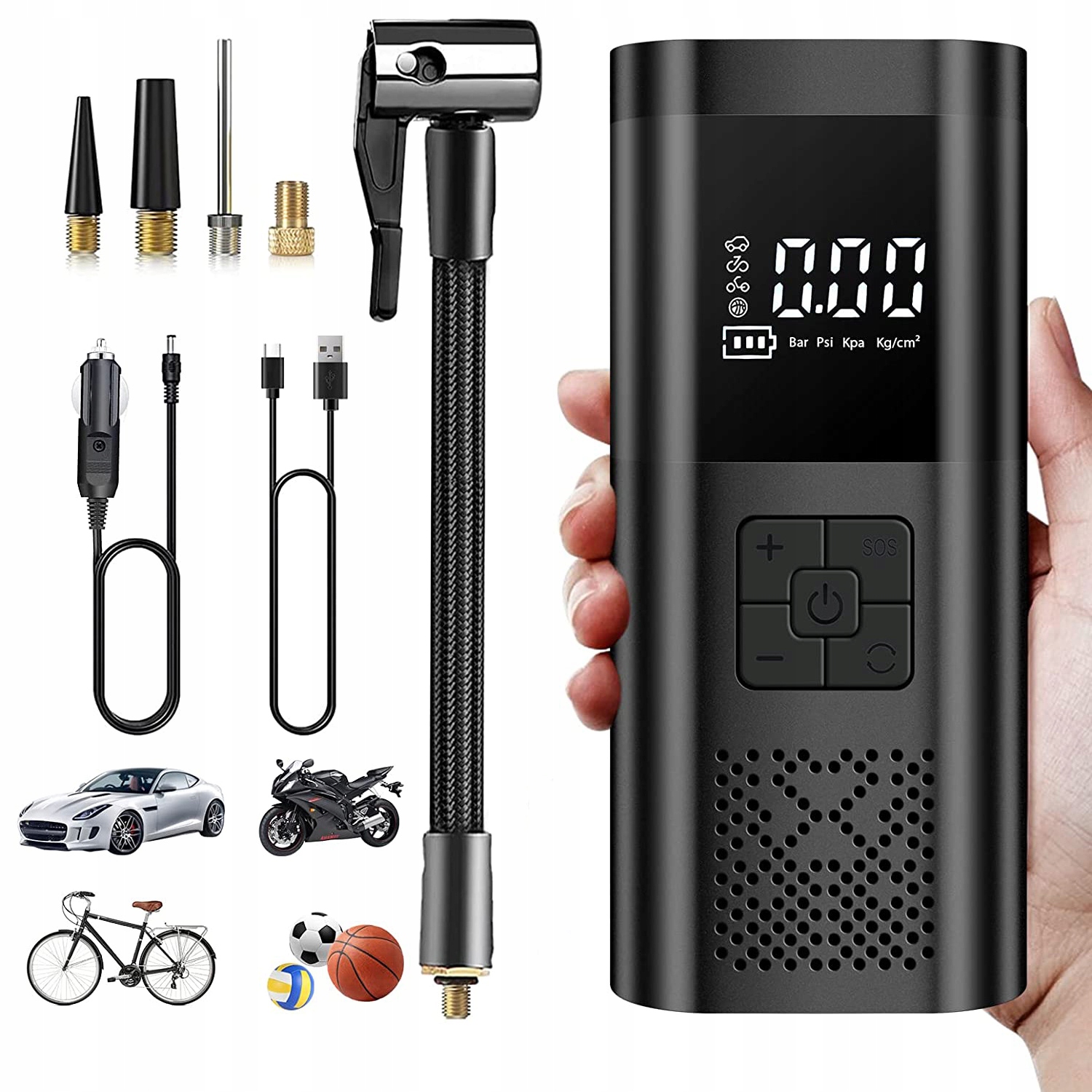 Elektrická Automobilová Pumpa Air Powerbank S LCD
