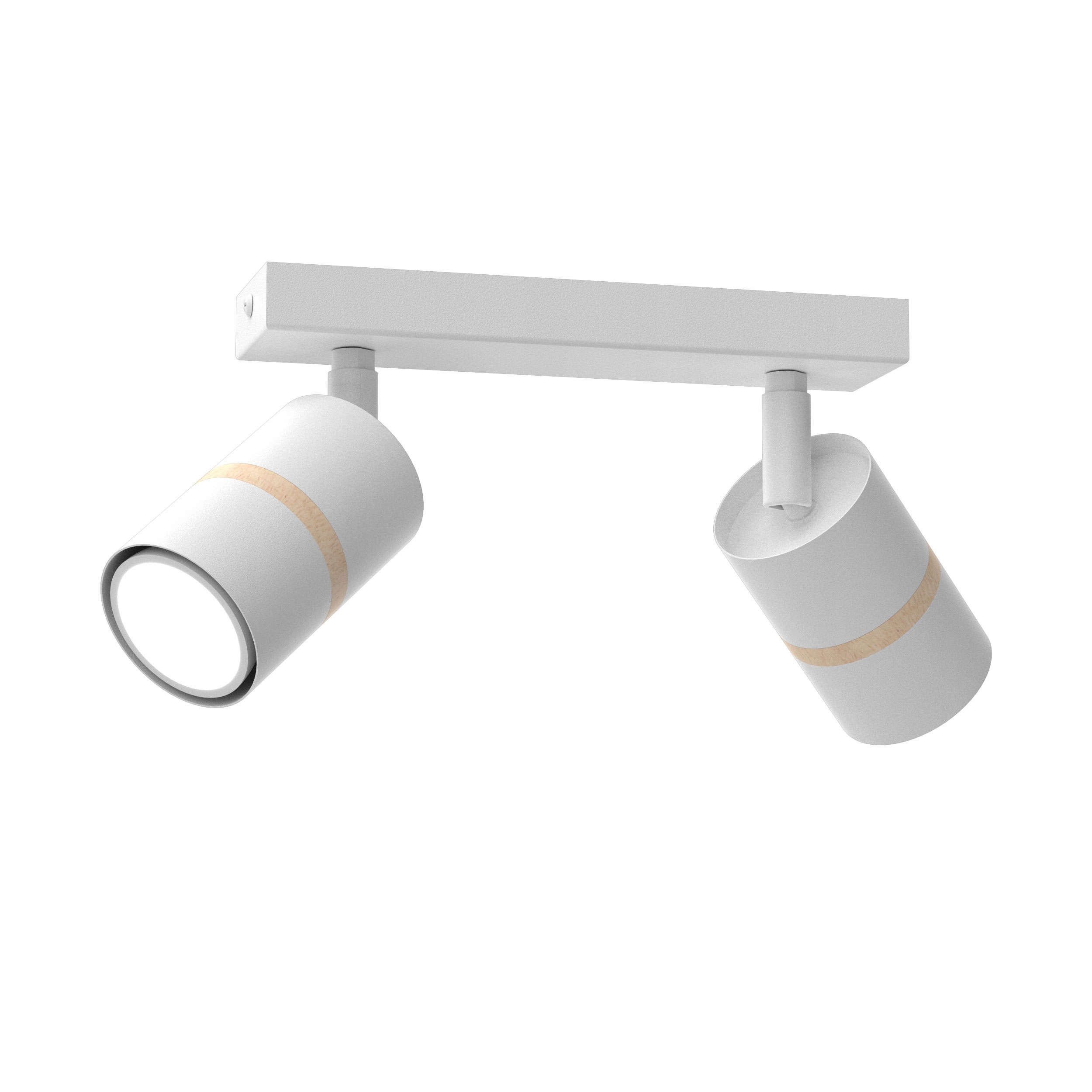 Lampa sufitowa plafon listwa regulowane 2x GU10 biała drewno