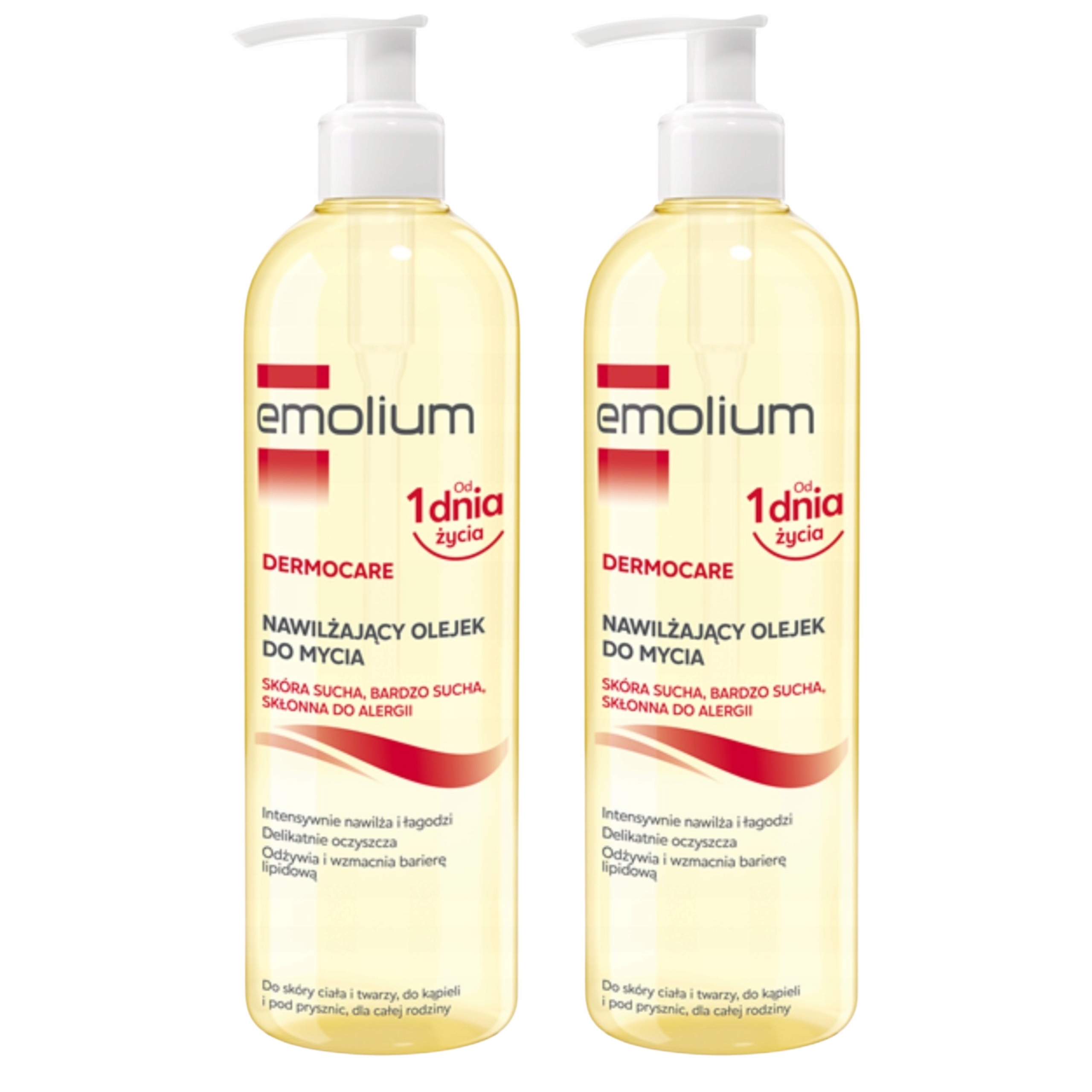 2x Emolium Dermocare Olejek nawilżający do mycia 400 ml