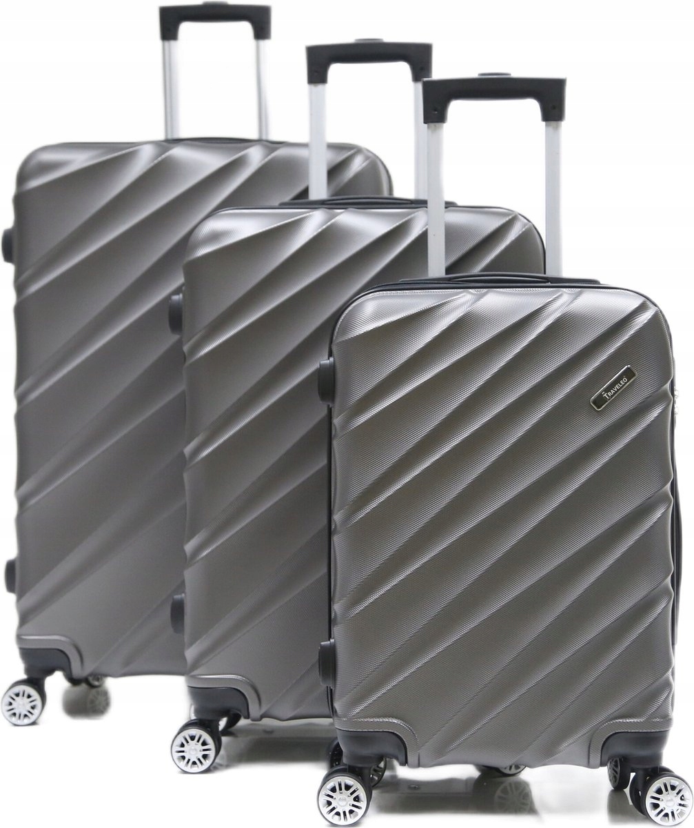 Sada 3 cestovních kufrů na kolečkách Traveleo CF-ABS05GREY šedá