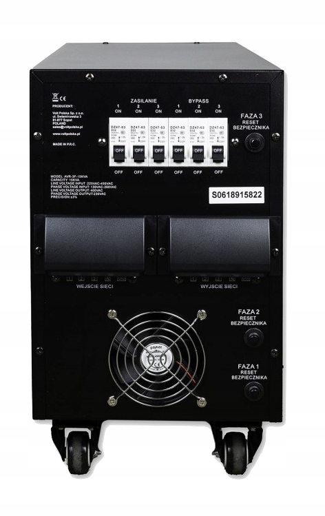 STABILIZATOR NAPIĘCIA TRÓJFAZOWY PRO 15000VA 3% 3F Kod producenta 5AVX3F0150 0