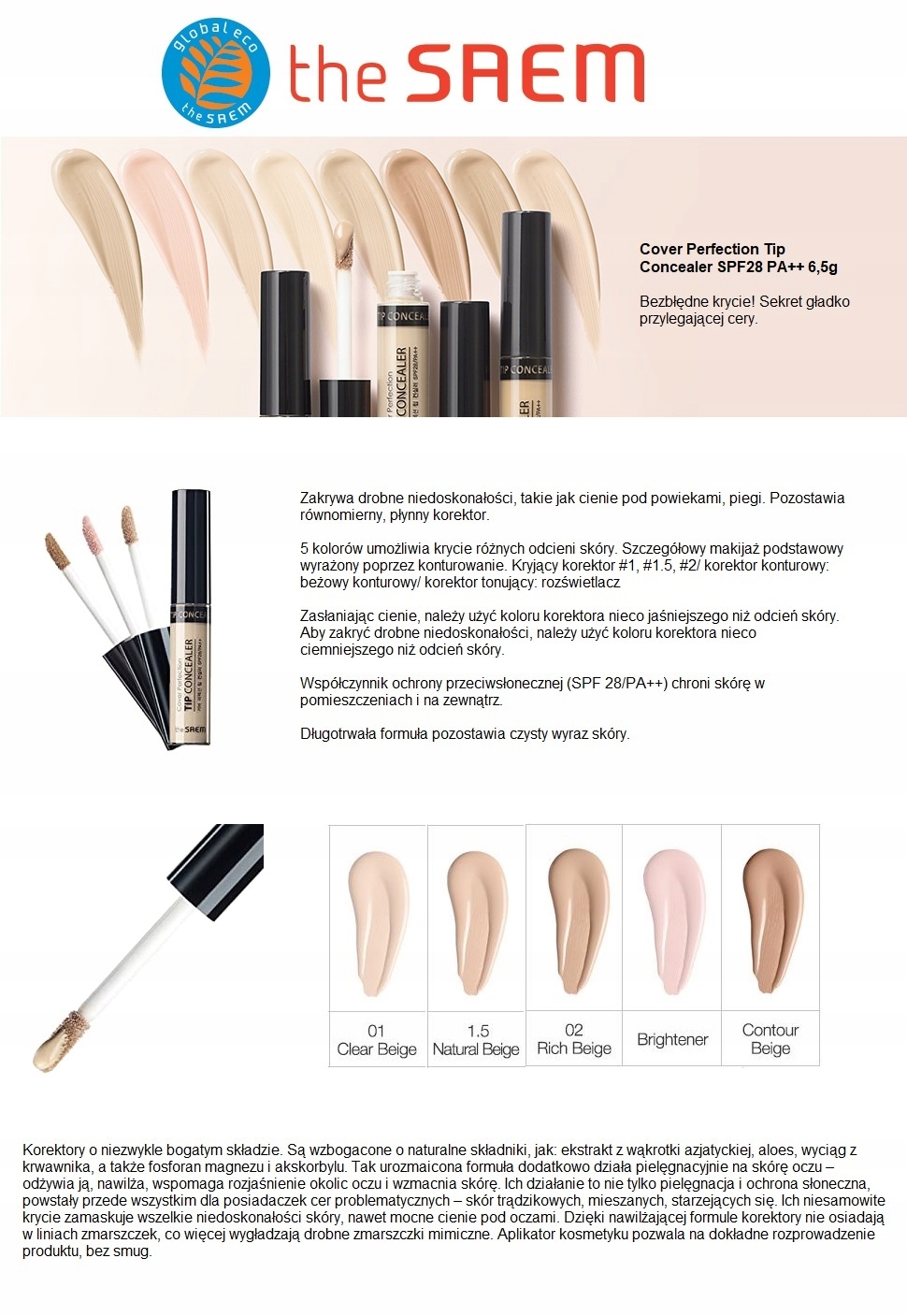 The SAEM Cover Perfection Tip Concealer nr 01 Clea Marka the SAEM