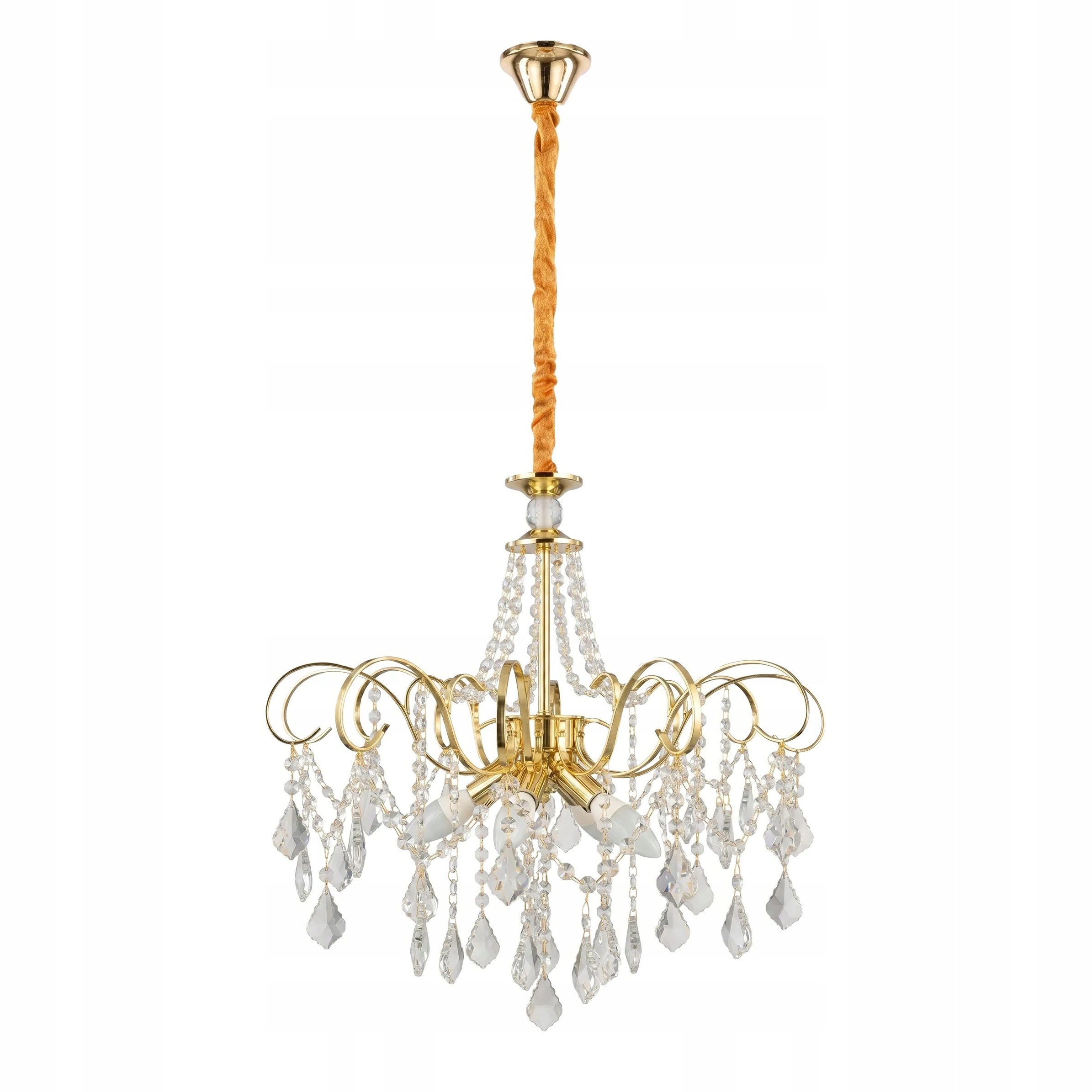 Lampa Żyrandol Wisząca Złota Kryształowa Pałacowa 6x E14 60cm Toolight