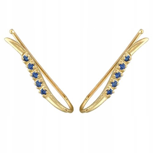 Dámské Náušnice 585, náušnice s modrými zirkony moderní jako dárek