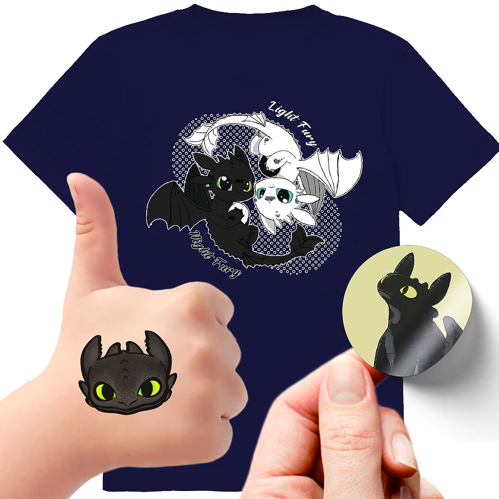 ZESTAW 3W1 KOSZULKA DLA DZIECI TATUAŻE NAKLEJKI JAK WYTRESOWAĆ SMOKA 128