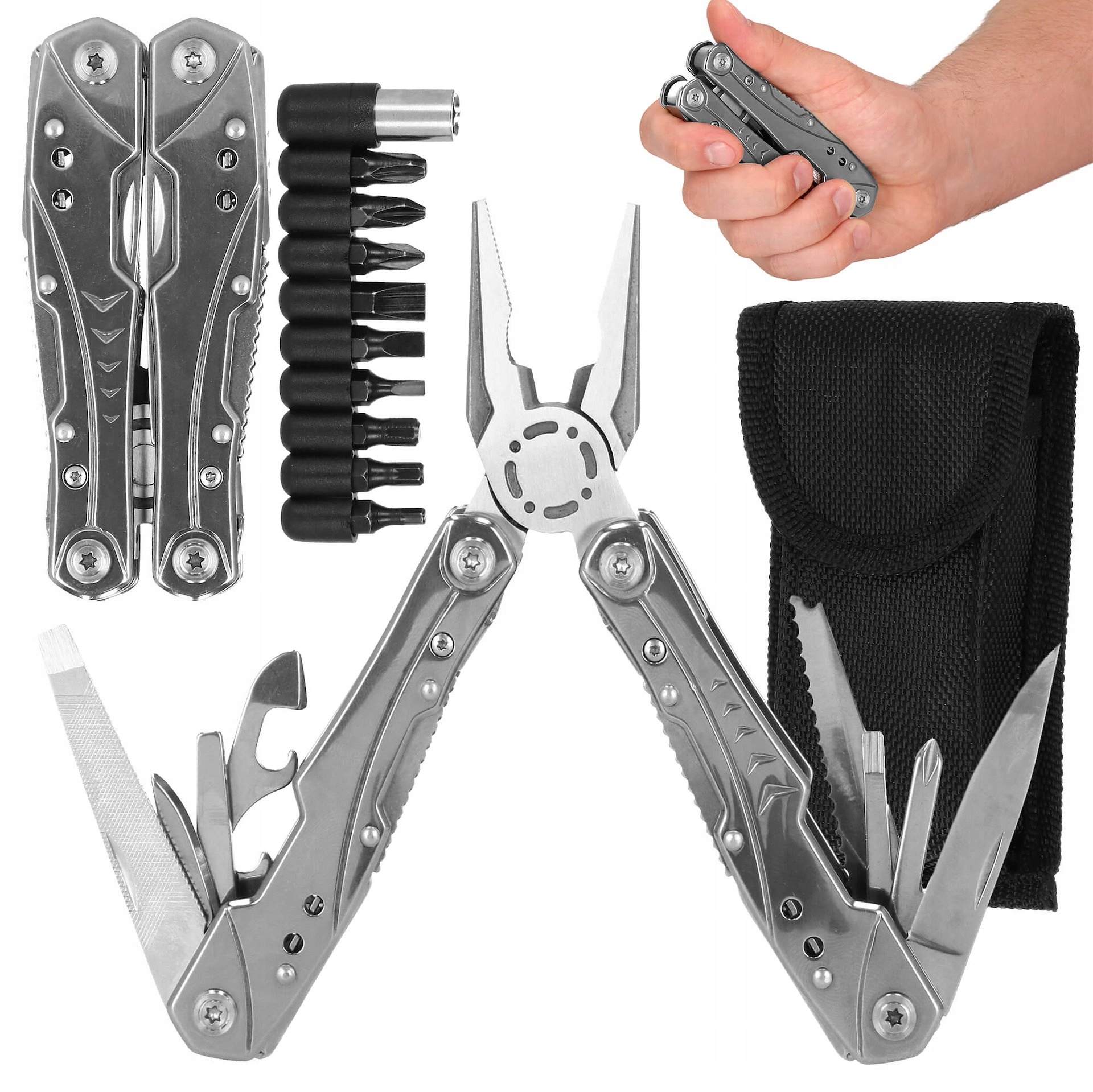 Multitool Narzędzie Wielofunkcyjne Zestaw 22 Narzędzi Scyzoryk Survivalowy