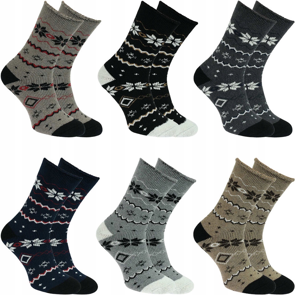 

6 Par Skarpety Grube Wełniane Ciepłe Alpaka