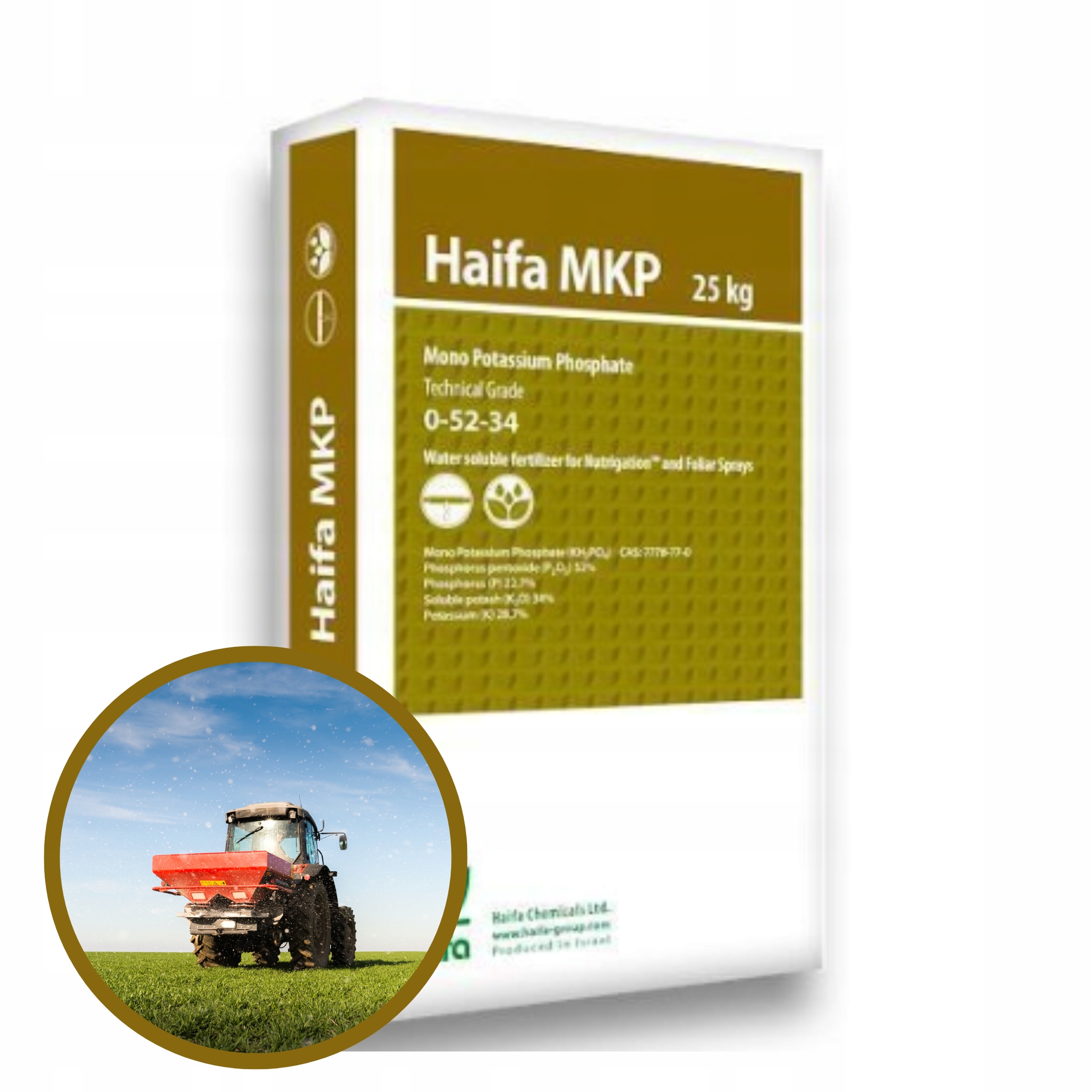 Fosforan monopotasowy Mkp Haifa 25kg Niskie pH Niski Indeks Zasolenia