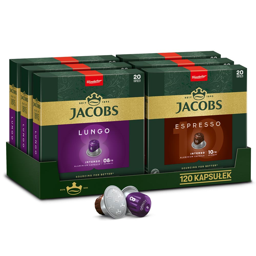 Kawa do Nespresso(r)* Jacobs Espresso i Lungo, 120 kapsulek, 6 opakowań