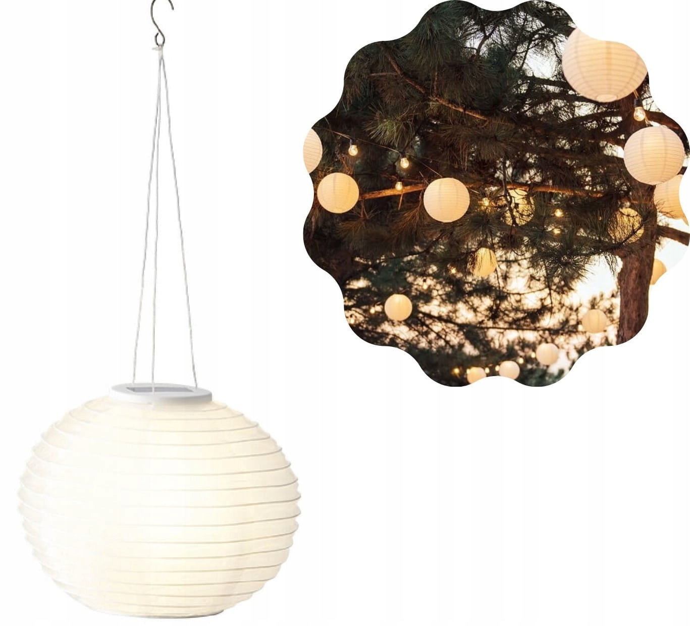 LAMPION wiszący solar 28 cm biała kula wisząca SOLARNA LED lampa ogrodowa EAN (GTIN) 8718533739398