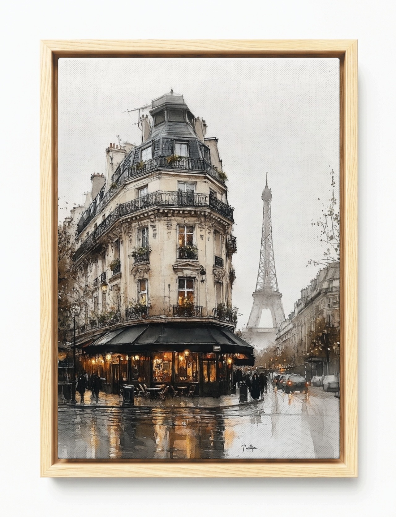 Obraz Rám Americký Box Akvarel Město Francie Paříž Ulice 40x60