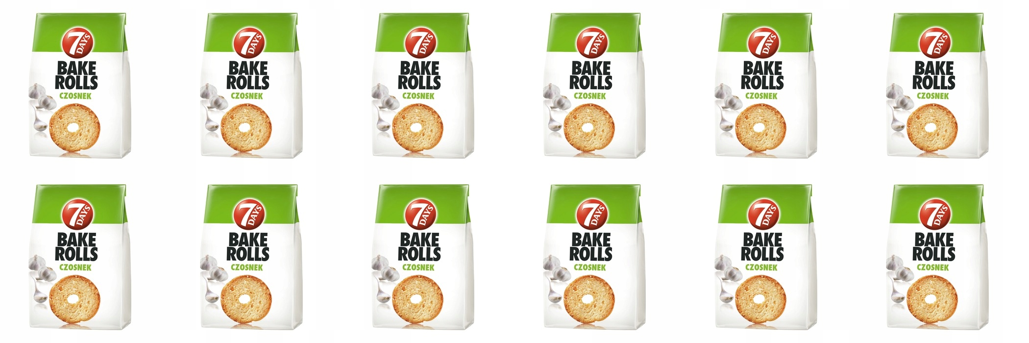 Levně 12 x 150 g 7DAYS Bake Rolls chlebové křupky Česnek Karton