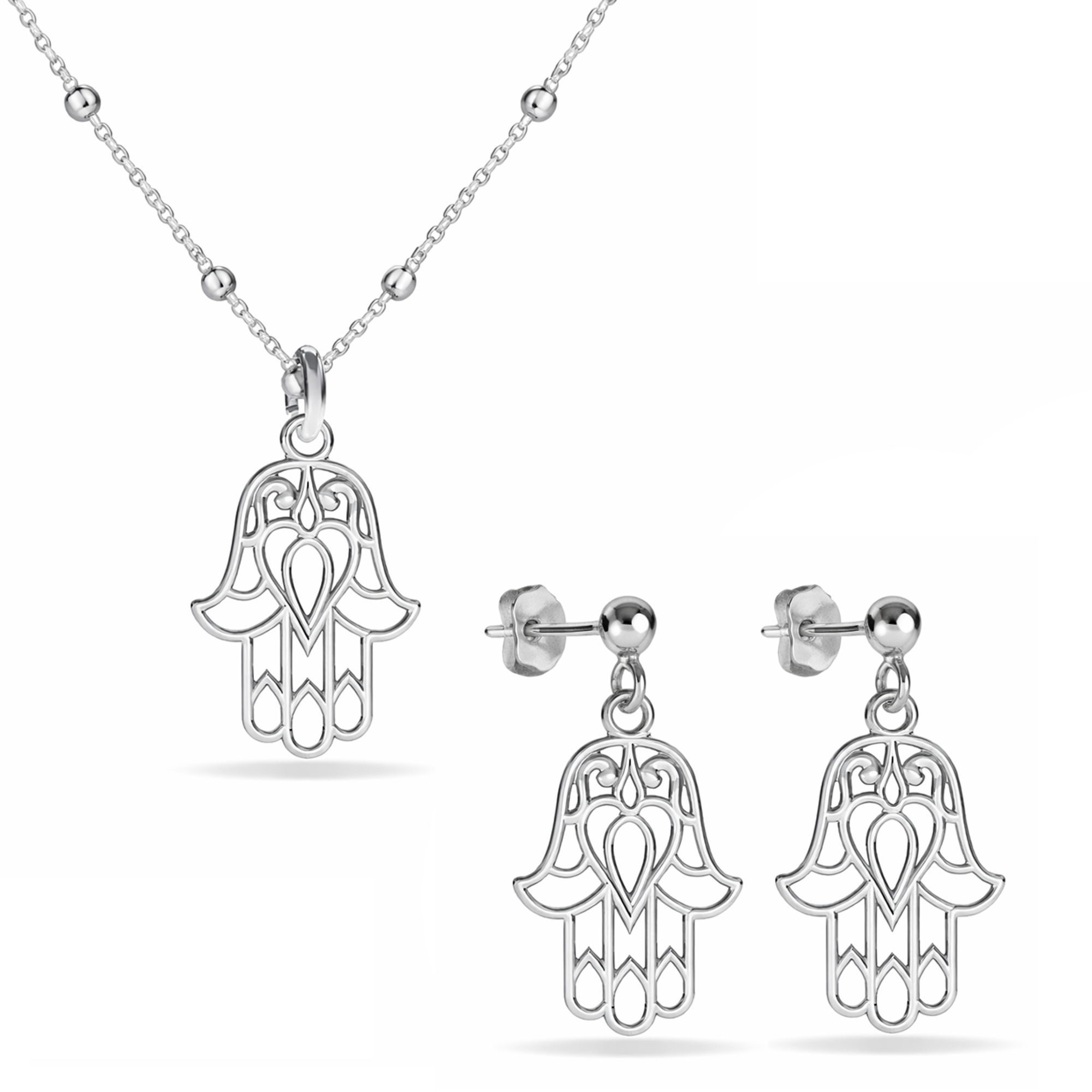 Ruka Fatimy Hamsa Stříbrný kuličkový komplet šperků stříbro 925
