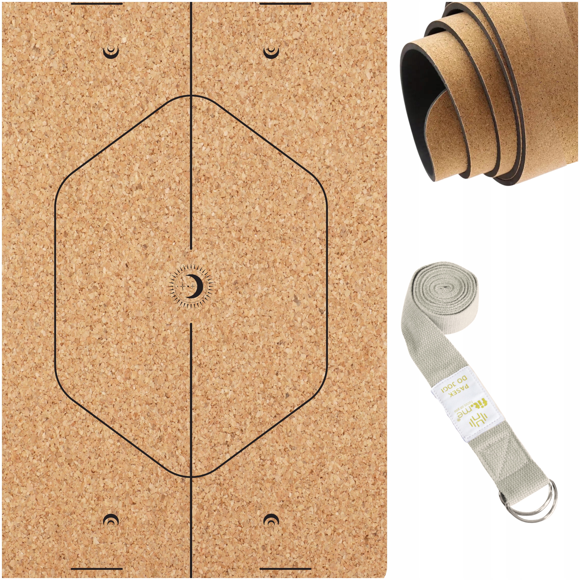 Podložka Na Jógu Se Vzorem Pro Cvičení, Korkově Gumová, Komfortní