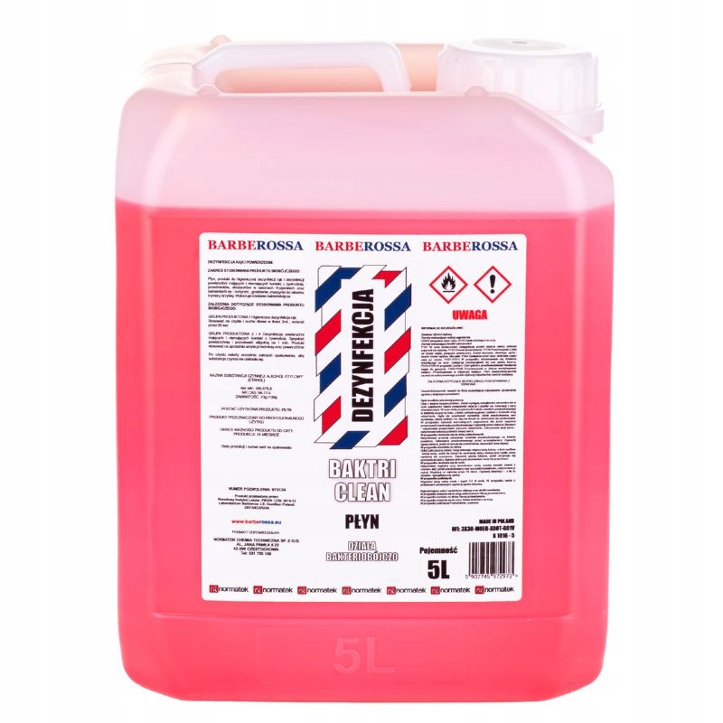 Barberossa Baktri Clean Płyn do Dezynfekcji Narzędzi Fryzjerskich i Rąk 5L