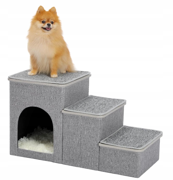 Levně Schody pro psy, 3 úrovně, pro malé psy, s úložným prostorem