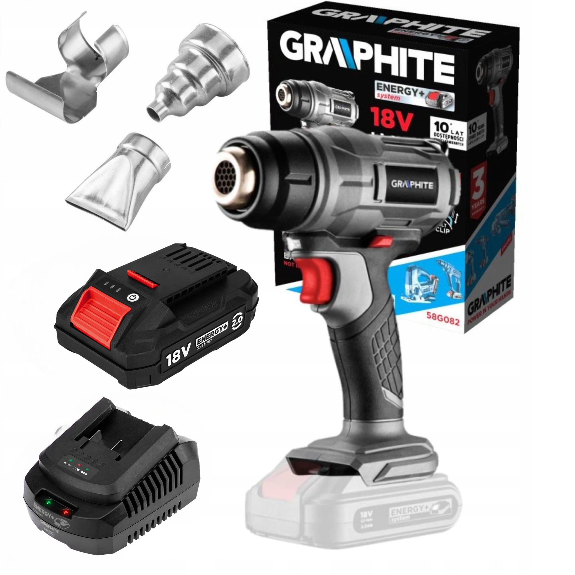 Opalarka Akumulatorowa 18V Aku 2AH Ładowarka